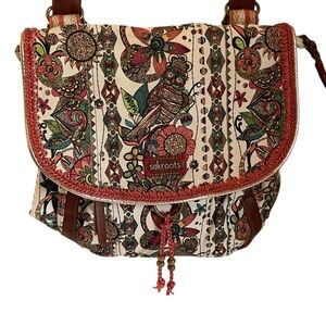 SAKROOTS Canvas Convertible
Backpack/Crossbody Floral Ivory Owl pattern